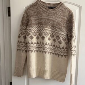 Banana Republic Cream and Beige Patterned Crewneck Sweater